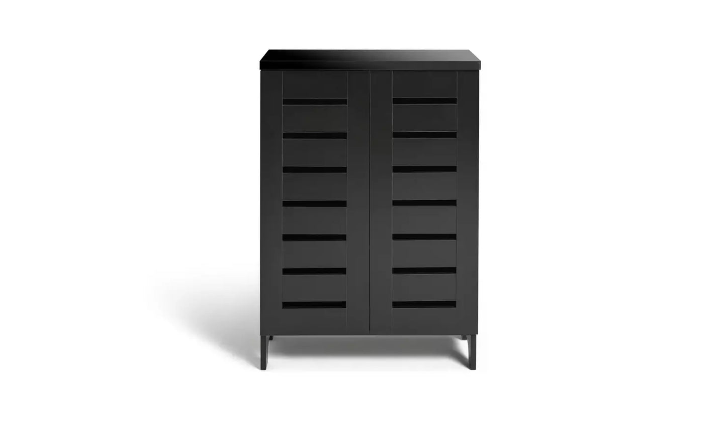 Assembled Slatted Shoe Cabinet - Black
